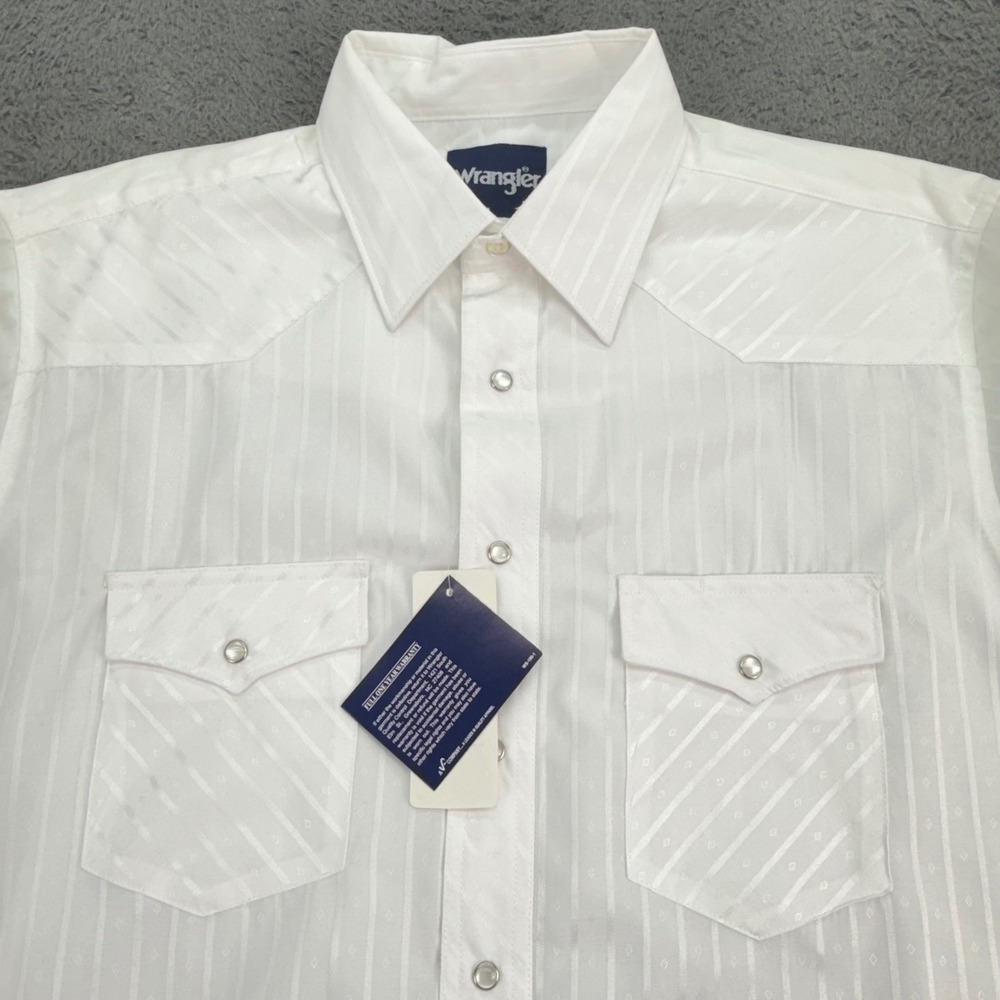 Wrangler Western Shirt Mens LT White Tone On Tone Snap Long Sleeve 75221WH